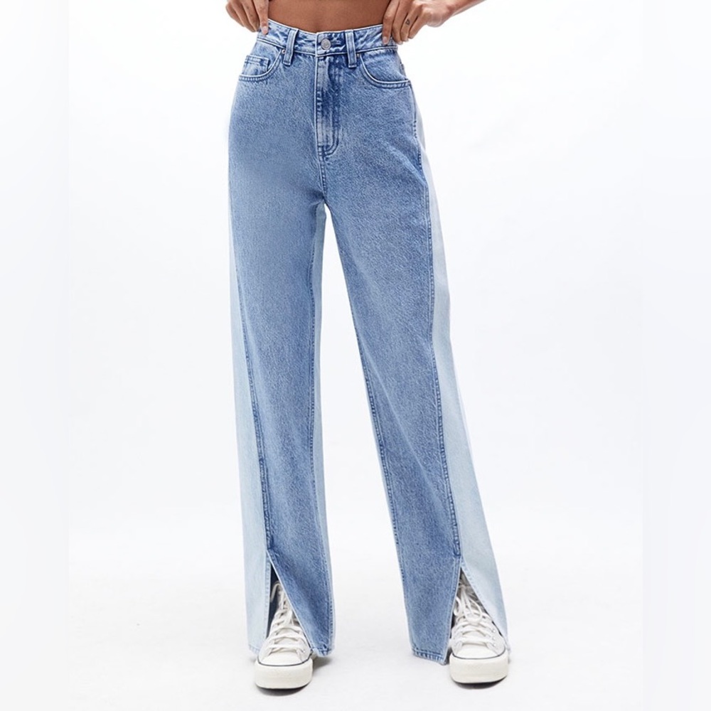 PacSun Eco Two-Tone Paneled Split Boyfriend Jeans